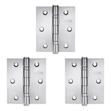 Dobradiça Para Porta De Madeira Kit 3 Unidades Inox Escovado