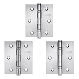 Dobradiça Para Porta De Madeira Kit 3 Unidades Inox Escovado