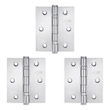 Dobradiça Para Porta De Madeira Kit 3 Unidades Inox Polido