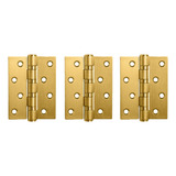 Dobradiça Portas Aço Inox 4x3 Dourado Com Rolamento Kit 03