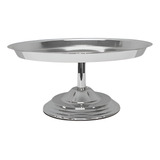 Doceira Prata Decorativa Em Ferro Redonda E Plana 30x10x30