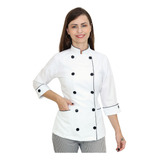 Dolmã Chef Cozinha Feminina Manga 3 4 C Ajuste Na Cintura