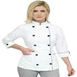 Dolmã Chef De Cozinha Feminina Manga 3 4 Com Ajuste Na Cintura
