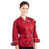 Dólmã Chef Feminino Vermelho Gastronomia Cozinha