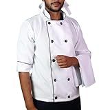 Dolma Chef Uniforme Doma Mameluko Cozinha Unissex Manga Branco G