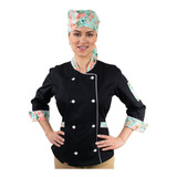 Dólmã Feminina Chef Cozinha Bandana Estampada