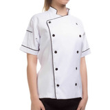 Dolma Feminina Manga Curta Charmoza Jaqueta Chef Gourmet