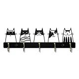 Dolmifapro Cabide De Parede De Gato Preto 5 Ganchos De Liga De Zinco Gancho De Metal Para Casaco Chapéu Toalha Bolsa Roupões Chaves Corredor Cozinha Sala De Estar Decoração De Casa