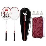 Domary Raquete  Conjunto De Raquetes De Badminton Para 2 Jogadores Com Bolsa De Transporte De 3 Petecas E Rede De Badminton Para Jogos De Recreação Em Família