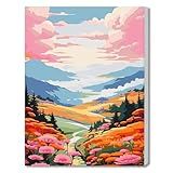 DOMROM Kit De Pintura Por Números Para Adultos Montanha Cenário Selvagem Kits Fáceis De Pintar Por Números Em Tela Pintura A óleo Acrílica DIY Por Número Para Adultos Iniciantes Para Decoração De
