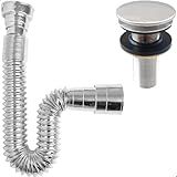 Dona D-cor- Kit Valvula Click E Sifao Sanfonado Cromado Universal Flexível Banheiro Ralo De Pia Inox 7-8 Lavatorio E Tubo Flexivel