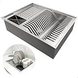 Dona D Cor Calha Escorredor De Louças 50x40cm Canal Organizador Embutido Aço Inox 304 Calha Quadrada Organizadora De Embutir 3 Modulos Cuba Pia Cozinha