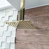 Dona D Cor Ducha Dourada Inox 30x30 Quadrada De Teto Chuveiro Slim Cascata 30cm A Gas Braço 40cm Vertical Banheiro Gold Luxo