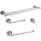 Dona D Cor Kit Acessórios Para Banheiro Inox Cromado 4 Peças Suporte De Parede Porta Toalha De Banho Rosto Toalheiro Barra Dupla Porta Papel Higiênico Lavabo