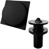 Dona D cor Kit Banheiro Ralo Inteligente Valvula Lavatorio 30mm Preto 10x10 Inox Quadrado Tampa Click E Valvula Lavatorio 7 8