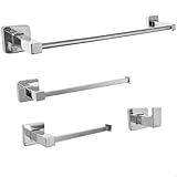 Dona D Cor Kit Jogo De Acessórios Banheiro Metal Inox Cromado Toalheiro Reto Suporte De Parede Quadrado Porta Toalha De Banho 40cm