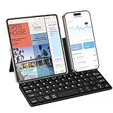 Doohoeek Teclado Bluetooth Universal Para Samsung Galaxy Z Fold IPads Tablets E Telefones Mini Teclado Bluetooth Duplo Com Suporte Em Qualquer ângulo E Capa De Couro Para Android Windows E IOS