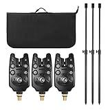 Doorslay Conjunto De Alarme De Mordida De Pesca- Alerta De Alarme LED De Pesca- 3 Alarmes De Peixe Ajustáveis De Liga De Alumínio Extensível Para Vara De Pesca- 3 Swinger De Pesca Com Bolsa Acolchoada