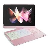 Doqo Capa Para IPad 9ª Geração Com Teclado 10-2 Polegadas 2021- Capa De Teclado Para IPad 8ª 7ª Geração- IPad Air 3- Pro 10-5 Com Trackpad Multitoque- Luz De Fundo De 7 Cores- Rotação De 360- Rosa