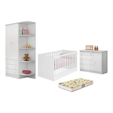 Dormitório Infantil Completo Berço Colchão Armário Cômoda