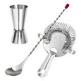 Dosador Duplo 25x50ml Colher Bailarina Bar E Coador Strainer