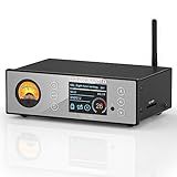Douk Audio C100 PRO Mini Transmissor De Música Bluetooth De Alta Resolução Pré Amplificador DAC Com USB óptico XLR ESS9038 DSD512 E Medidor VU E Visor De LED E Controle Remoto Para Amplificador 