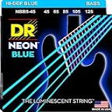 DR Handmade Strings NBB5 45 K3 Neon Hi Def 5 Cordas De Guitarra Baixo Médio Azul