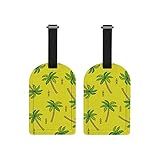 DreamBay Etiquetas De Bagagem 2 Unidades Doodle Green Palm Tree Etiquetas De Bolsa De Viagem Capa De Privacidade Cartão De Identificação Identificação Etiquetas Com Laço Para Bagagem