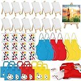 DreamdaMoonnly Conjunto De 12 Mini Kits De Pintura Em Aquarela Mini Conjunto De Pintura Em Tela Com Cavalete Sacolas Aventais Conjunto De Pintura Infantil Lembrancinhas De Festa De Aniversário De