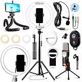 Dreamfull Kit Youtuber Tripé Microfone Condensador Ring Light 26cm 