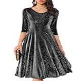 Dressystar Vestido Midi Feminino De Manga Longa Evasê De Renda Para Madrinha De Casamento Convidada Formal Festa 2024 Vestido De Formatura Preto P
