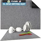 Drymate Tapete De Secagem De Pratos Xl- Grande -19 -X 24--- Perfil Baixo- Super Absorvente- Tecido De Secagem Rápida- À Prova D-Água E Antiderrapante- Para Balcão De Cozinha- Aparável- Fácil De Limpar