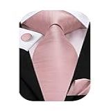Dubulle Gravata Masculina Listrada Paisley Para Homens E Conjunto De Abotoaduras De Lenço Para Casamento Formal Negócios- Blush Ouro Rosa- M
