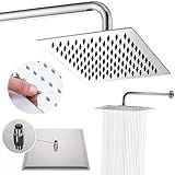 Ducha Aço Inox 304 20cm Quadrada Slim 20x20 Com Braço De 40Cm De Parede Para Area Externa Piscina Jardim- Duchão Cromado Chuveiro Quadrado Solar Banheiro A Gás