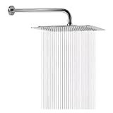 Ducha Chuveiro 20x20 Inox 304 Quadrado Reto-Articulado-Teto Banheiro Piscina Area Externa Cromado -BRAÇO ARTICULADO PRATA-