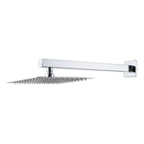 Ducha Chuveiro Moderno Slim Quadrado Inox 304 + Braço 40cm Acabamento Cromado Cor Prata
