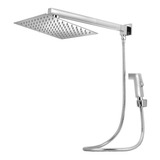 Ducha Chuveiro Quadrado Slim Completo 30x30 Inox Cromado Com Desviador