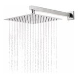 Ducha De Inox Quadrada Cromada Chuveiro 20x20 Cm Com Braço Quadrado 30 Cm Império Das Torneiras Cromado Luxo