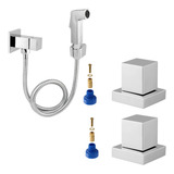 Ducha Higienica Banheiro Inox 2 Acabamento Registro Quadrado