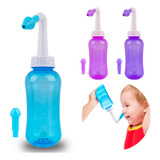 Ducha Limpadora Nasal Higienizador Lavagem Garrafa 300 Ml E 2 Bicos Cor Azul