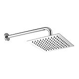 Ducha Quadrada Slim Cromado Aço Inox Articulável 15x15 Chuveiro Jato Intenso Aquecedor Solar E Gás Área Externa Piscina