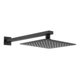 Ducha Slim Chuveiro 30x30cm Quadrada Inox Cano Braço Preto