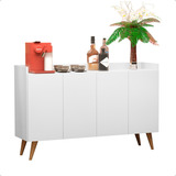 Dullar Móveis Veneza Aparador Veneza Buffet Cores Preto Sala Decoração 4 Portas Branco