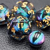 Dungeons And Dragons Dice DND Dice Set D D Dungeons And Dragons 7 Piece Liquid Core Eye Sharp Edge Resin Dice With Gift Box Polyhedral Role Playing RPG MTG Dice Peacock Blue 