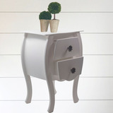 Dupétriz Mesa Cabeceira Criado Mudo Retro Armário Gaveteiro 2 Gavetas Bombe Cor Branco Madeira Rustico Mesinha Para Quarto Casal Ou Solteiro Decorativa