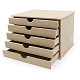 Dupétriz Organizador Gaveteiro De Mesa Porta Papel Tamanho Grande A4 Folha Sulfite Com 5 Gavetas Cor MDF Cru Dupétriz Espaçosa Escritório Apoio Monitor