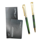 Dupla Caneta Esfero   Roller S T Dupont Green Lacquer