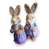 Dupla Casal Coelhos De Páscoa Detalhes Realistas Brinde