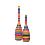 Dupla Decorativa Garrafa Tulipa Decoração Cerâmica Colors