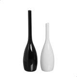Dupla Garrafa Tulipa Decoração Cerâmica Preto E Branco
